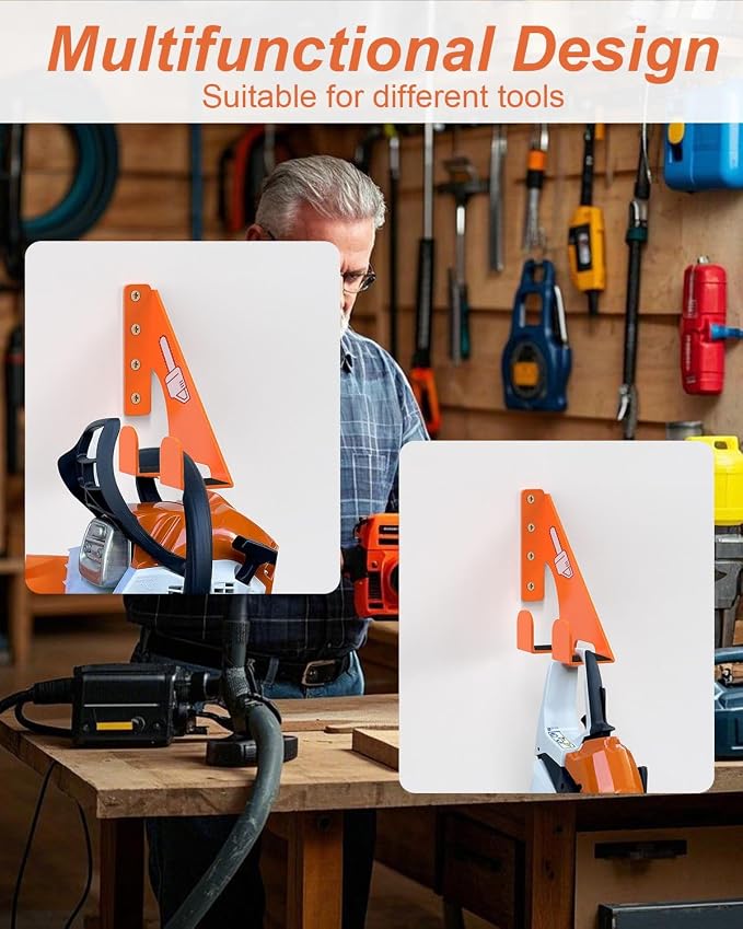 Chainsaw Holder -2 Pack- 180LB Heavy-Duty Alloy Steel Wall Mount Set, Chainsaw - Image 6