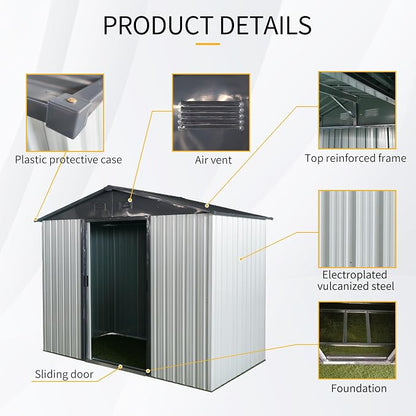 4x8 FT Outdoor Storage Shed, Metal Garden Shed - Image 3