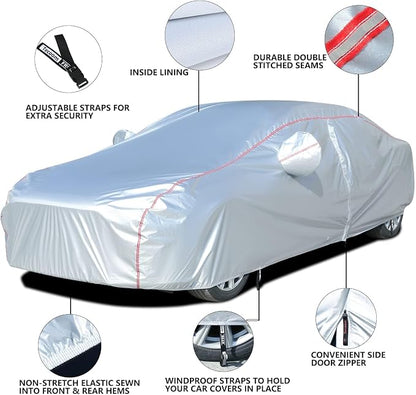Tecoom Car Covers for Automobiles Door Zipper/Lock Universal Fit Sedan Toyota - Image 5