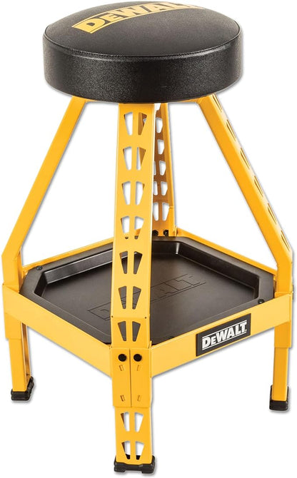 DEWALT Heavy-Duty Metal Stool for Garage and Shop, 360 Swivel Seat, Storage Tray by DEWALT