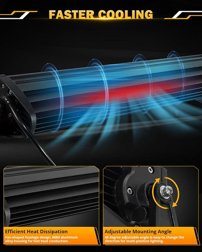 Auxbeam 22 Inch LED Light Bar, 120W 6 Modes Amber White Strobe Fog Lights - Image 6