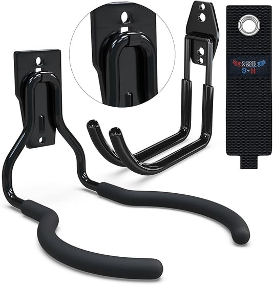 3-H Weed Eater Hanger 1 Pack, 1 Large Garage Wall Hooks, 1 Extension Strap by 3-H