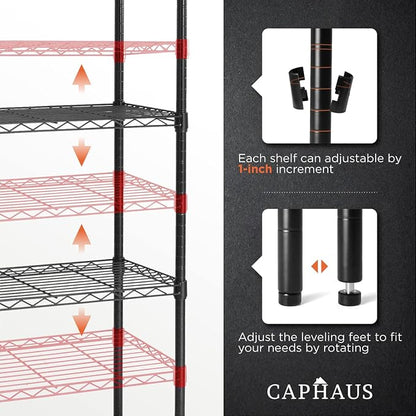 CAPHAUS 4-Tier Adjustable Height Wire Shelving Unit, Wire Rack Shelving - Image 4