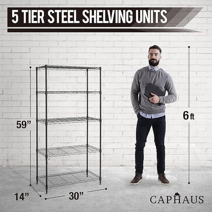 CAPHAUS 3/4/5-Tier Adjustable Height Wire Shelving Unit, Wire Rack Shelving - Image 3