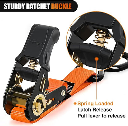 Nilight Ratchet Tie Down Straps 4500Lbs Max Break Strength 1”×15’ Heavy Duty - Image 3