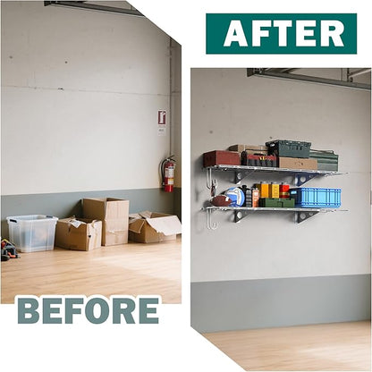 EVERHANGER Garage Wall Shelves, 12 X 48 Inch Wall Mounted Storage Shelves - Image 7