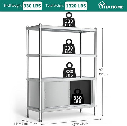 YITAHOME Stainless Steel Shelves 4 Tier, NSF Heavy Duty Floor Mount Shelving - Image 2