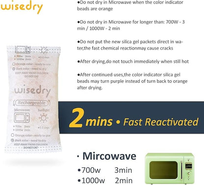 wisedry 50 Gram Rechargeable Silica Gel Desiccant Packets Fast Reactivate - Image 7