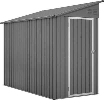 Shed Lean to Storage Shed, Outdoor 4' x 8' Metal Wall Side Storage Sheds & by LZBEITEM