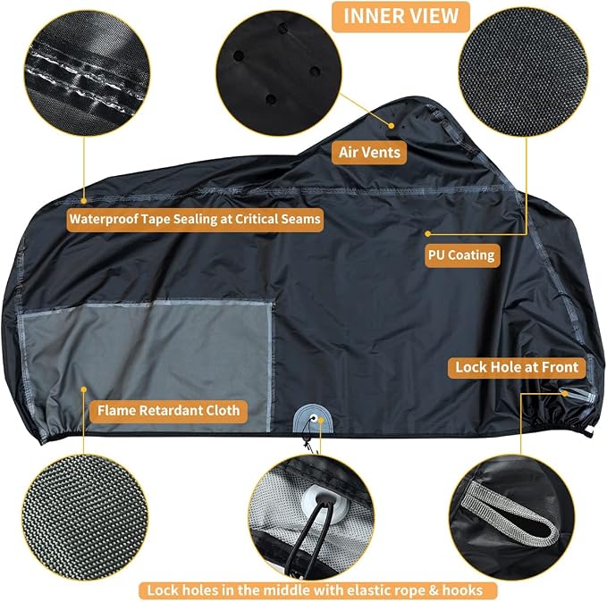 Motorcycle Cover Waterproof Outdoor 104 inches Length All Season Universal - Image 2