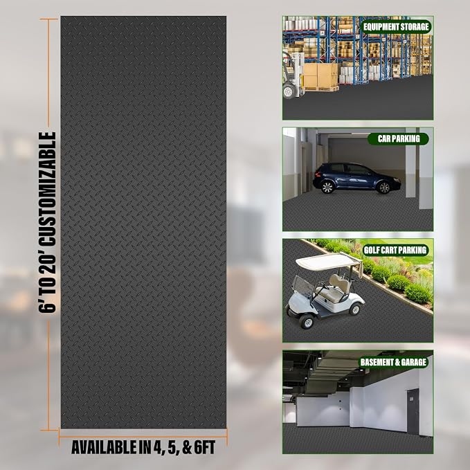 SEAL 4 x 20 Ft Premium Garage Floor Mat, Solid 2.8mm Thickened Black Commercial - Image 3