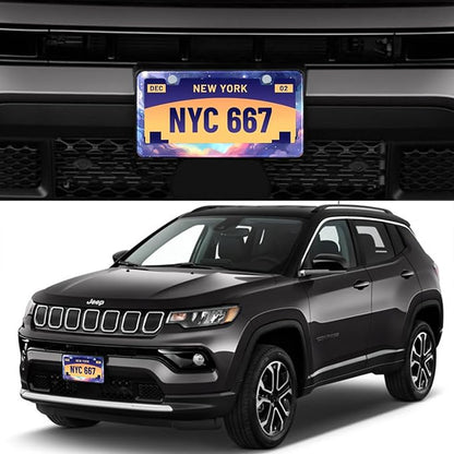 Space Galaxy License Plate Frame Blue Cloud Stars Sky Stainless Steel License - Image 2