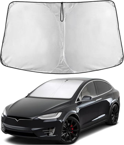 EcoNour Tesla Model X Windshield Sunshade | Dual-Layer 210T Silver-Coated by EcoNour