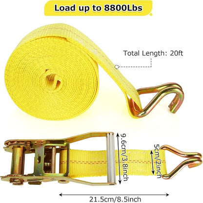 4 Pack 2 Inch Ratchet Straps Heavy Duty 20ft Tie Down Straps Ratchet - Image 2