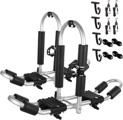 FORWODE Kayak Roof Rack, 2 in 1 Aluminum 2 Pair J-Bar Roof Rack, Folding by FORWODE