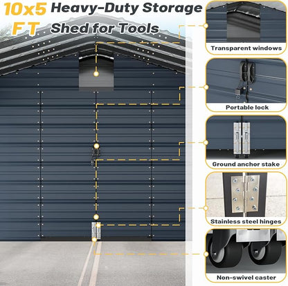 EROMMY 10x25 FT Carport Storage Shed 2-in-1, Heavy Duty Car Port - Image 4