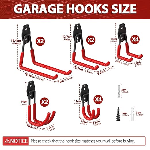 3-H Garage Wall Hooks 14 Pack, Garage Hooks Heavy Duty - Image 2