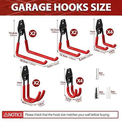 3-H Garage Wall Hooks 14 Pack, Garage Hooks Heavy Duty - Image 2