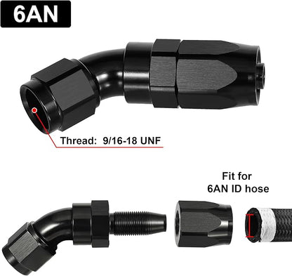 EVIL ENERGY 6AN 45 Degree One Piece Full Flow Hose End Fitting Swivel - Image 2
