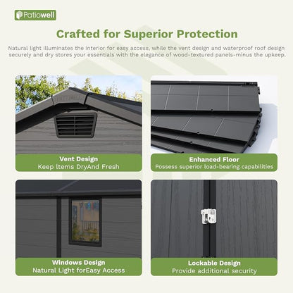 Patiowell 6x10 FT Outdoor Plastic Storage Shed - Image 6