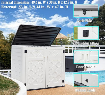 ADDOK 2SG Larger Horizontal Storage Shed Wood-Like, 4.4 x 2.8 ft Outdoor - Image 2