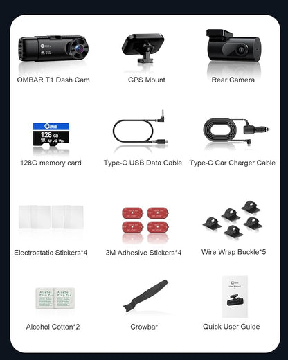 OMBAR T1 4K 3 Channel Dash Cam, STARVIS 2 IMX678 Sensors, Free 128GB Card - Image 9