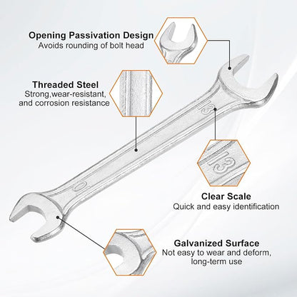 HARFINGTON 5pcs Double Open End Wrench 10mm x 12mm Metric 15 Degree Offset - Image 4