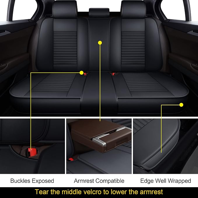 LINGVIDO Car Seat Covers, Breathable and Waterproof Faux Leather Automotive - Image 8