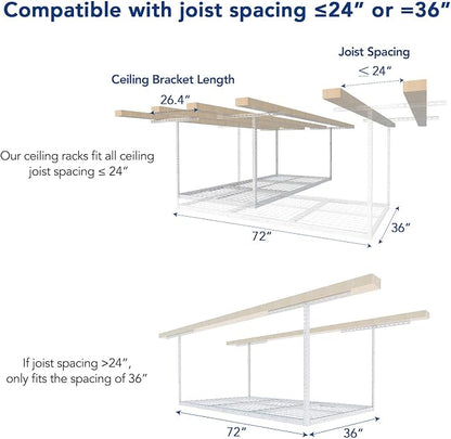 FLEXIMOUNTS 2 Pack 3x6 Overhead Garage Storage Adjustable Ceiling Rack 72" - Image 5