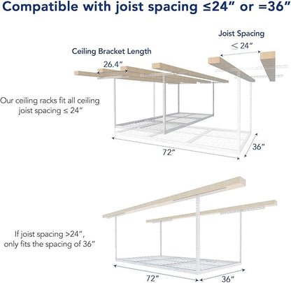 FLEXIMOUNTS 3x6 Overhead Garage Storage Adjustable Ceiling Rack 72" Length x - Image 5