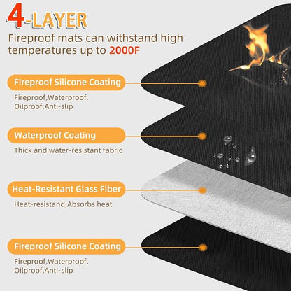 Under Grill Mat for Outdoor Grilling, 60 x 48 inches Double-Sided Fireproof - Image 3