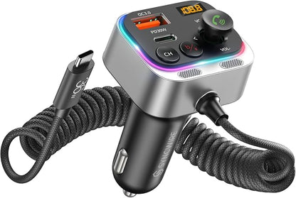 Syncwire Bluetooth 5.4 FM Transmitter Car Adapter 66W PD & QC 3.0 Fast Charging by SYNCWIRE