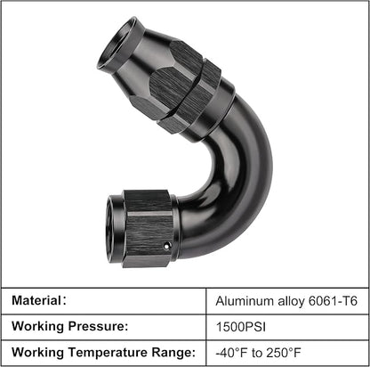 EVIL ENERGY 12AN 150 Degree PTFE One Piece Full Flow End Hose Fitting Aluminum - Image 3