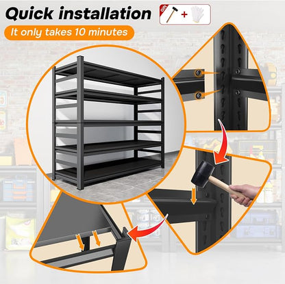 Metal Garage Shelving, 5 Tier Adjustable 3600 lbs Capacity Metal Storage - Image 5