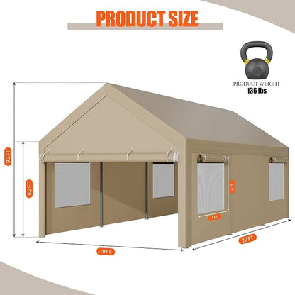 JAMFLY Carport, 10x20 ft Heavy Duty Carport - Image 7
