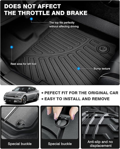 Powerty Floor Mats for 2022-2025 Kia EV6 Accessories All Weather Floor Liner 3D - Image 4