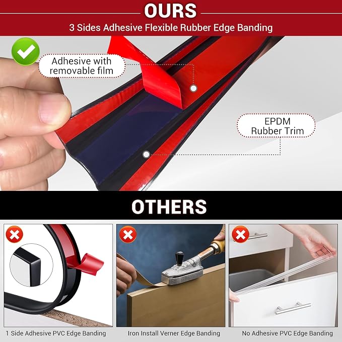 Rubber Edge Trim, Counter Top, Wide U Shaped Edge Trim, Edge Banding - Image 3