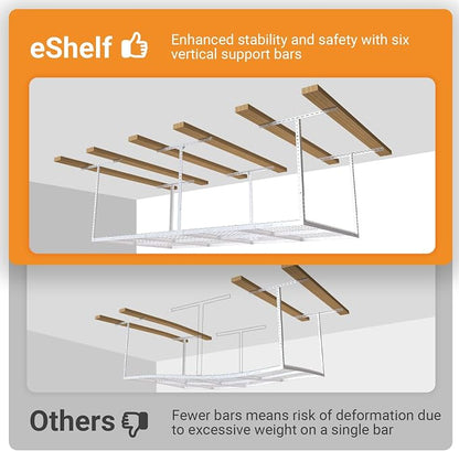 2ftx8ft Overhead Garage Storage Rack, Heavy-Duty Metal Garage Ceiling Storage - Image 5