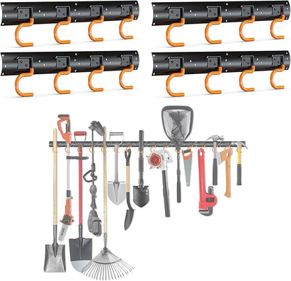 3-H 4×16" All Metal Garden Tool Organizer, Garage Tool Organizer, Broom Holder by 3-H