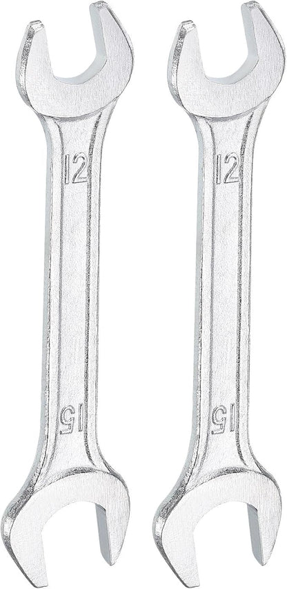 HARFINGTON 2pcs Double Open End Wrench 12mm x 15mm Metric 15 Degree Offset by HARFINGTON