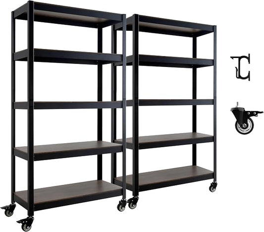 HOMEDANT House 5-Tier Metal Rolling Cart Shelf Rack Casters Heavy Duty by TheBestOrganizingSolution