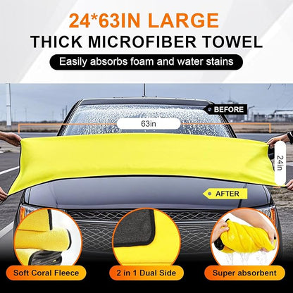Car Wash Brush with Long Handle, 2 Replaceable Microfiber Mop Heads and 1 - Image 3