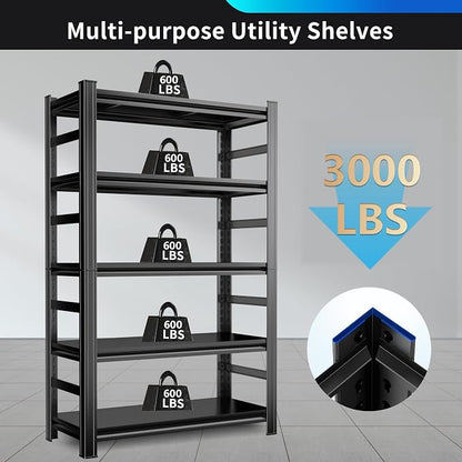 72" H Metal Garage Shelving Unit, 5-Tier Adjustable Garage Storage Shelves - Image 6