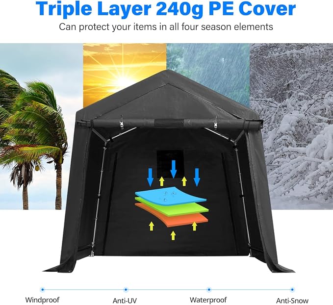 ADVANCE OUTDOOR 6x6 ft Storage Shelter Outdoor Portable Shed - Image 4