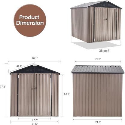 U-MAX 6x6 Storage Sheds & Outdoor Storage, Small Outdoor Storage Garden Outside - Image 5