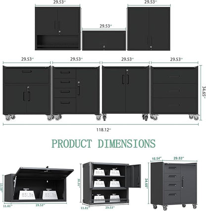 Metal Tool Cabinet, Garage Storage Cabinet System, Wall Cabinet & Locking - Image 2