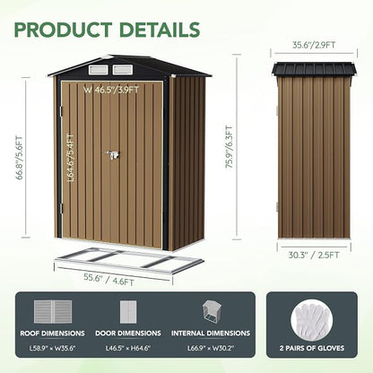 3X5FT Outdoor Steel Storage Shed - Image 3