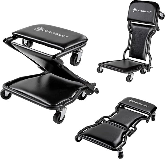 Powerbuilt 42-Inch Triplex Folding Creeper, Rolling Seat, and Brake Stool by PowerbuiltTools