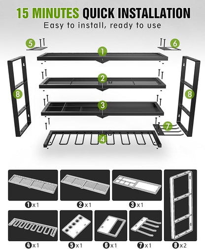 MAXIFFE 4 Layer Power Tool Organizer Wall Mount, Heavy Duty Metal Cordless Tool - Image 4