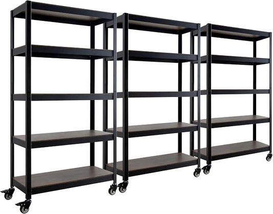 HOMEDANT House 5-Tier Metal Rolling Cart Shelf Rack Casters Heavy Duty by TheBestOrganizingSolution